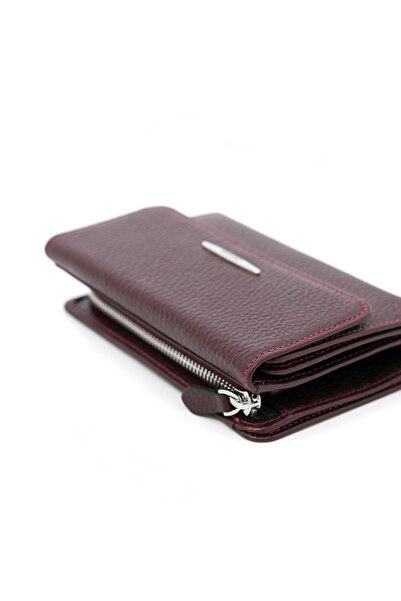 Eminsa Bordo Hakiki Deri Kadın Cüzdan