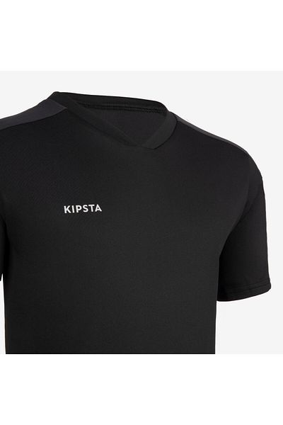 Decathlon قميص كرة قدم بأكمام قصيرة للأطفال من Kipsta - أسود - Essentiel