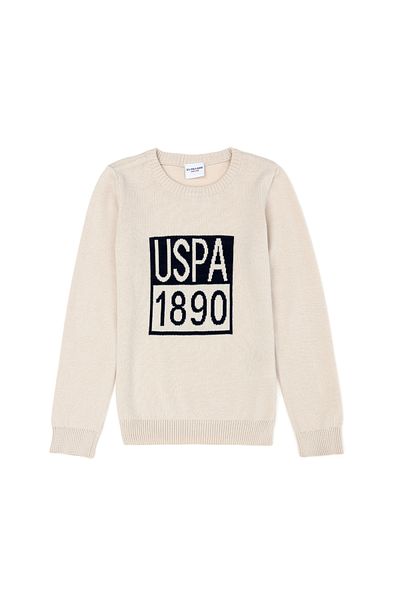U.S. Polo Assn. Boy's Cream Crew Neck Sweater 50271343 -Vr071