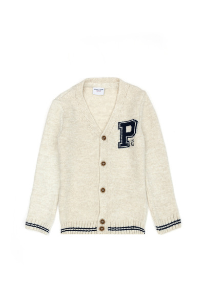 U.S. Polo Assn. Boy's Stone Melange Knitwear Cardigan 50271344 -Vr225