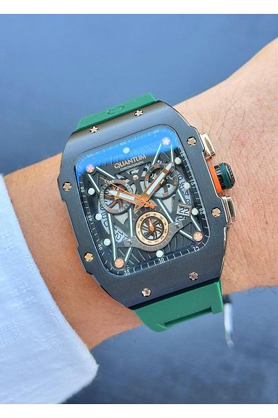 Quantum Men's Wristwatch - Steel Case and Silicone Cord