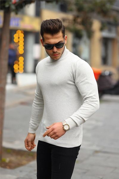 Valiberta Raglan Sleeve Half Fisherman Thin Sweater - Stone