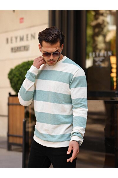 Valiberta Πλεκτό πουλόβερ με οριζόντιες ρίγες - Νεροπράσινο