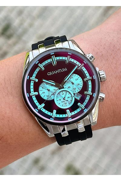 Quantum Steel Case Silicone Cord Men's Wristwatch
