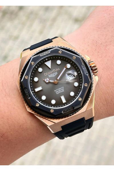 Quantum Automatic Mechanism Sapphire Glass Silicone Cord Men's Wrist Watch