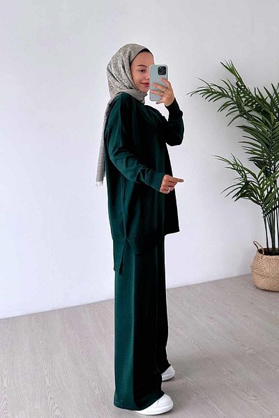 Ka Hijab Emerald Sparkling Mercerized Hijab Double Set