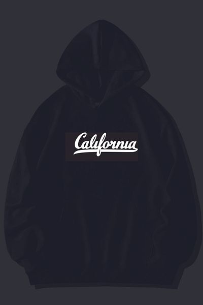Favorim50ton California Printed Black Hooded Thick Fabric (Unisex)