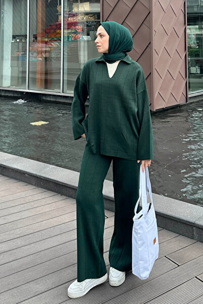 lamelif Emerald Collar Detailed Double Suit