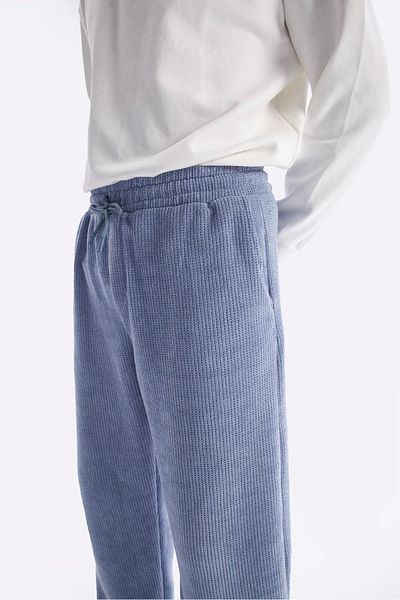 GIESTO Pantaloni albaștri cu aspect de tricotaj