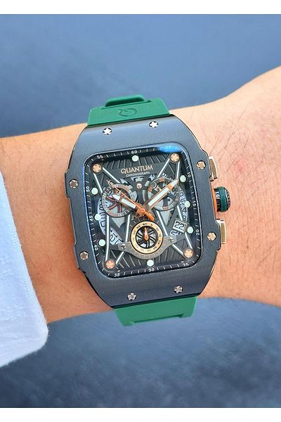 Quantum Men's Wristwatch - Steel Case and Silicone Cord