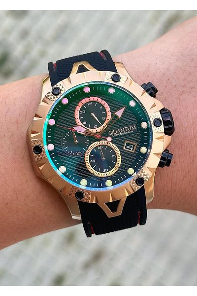 Quantum Steel Case Silicone Cord Men's Wristwatch