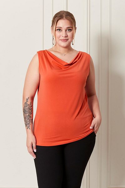 Seamoda Plus Size 4 Seasons Degaje Collar Blouse - Stylish Undershirt-Orange