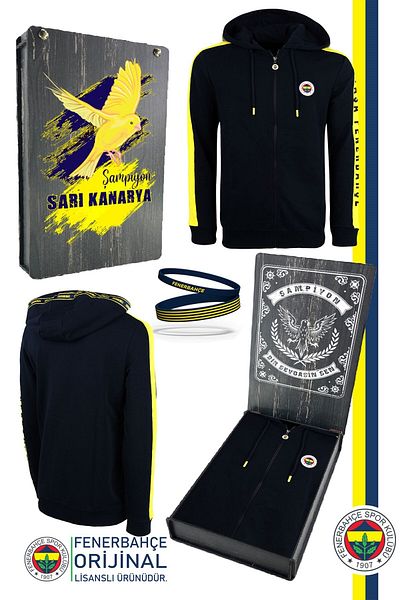 Fenerbahçe Σετ αθλητικό φούτερ με κουκούλα + βραχιολάκι - Ειδικό Ξύλινο Κουτί