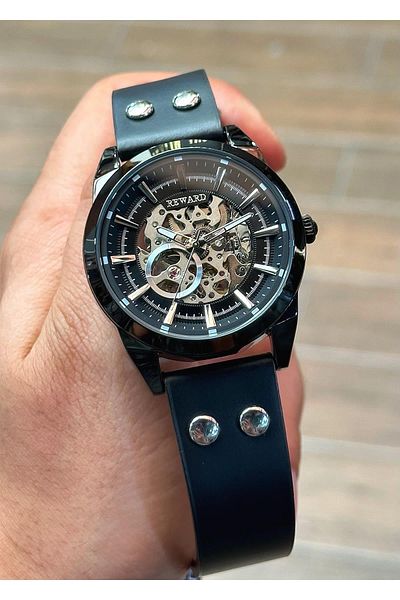 Reward Automatic Mechanism Leather Cord Men's Wrist Watch
