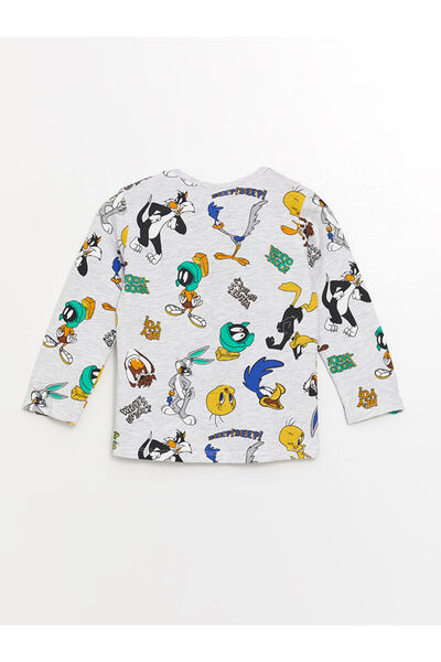 LC Waikiki Bisiklet Yaka Uzun Kollu Tazmanya Canavarı Baskılı Erkek Bebek Pijama