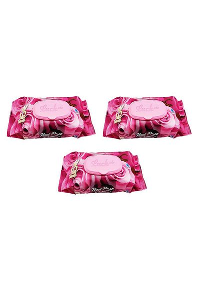 Mu Art 3 Pack Red Rose Wet Towels 90 Pieces with Lids Rose Scented