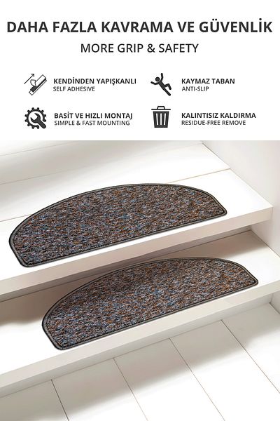 Stepmat 16 Pack Economical Curl and Stair Mat - Half Moon Curl, Brown