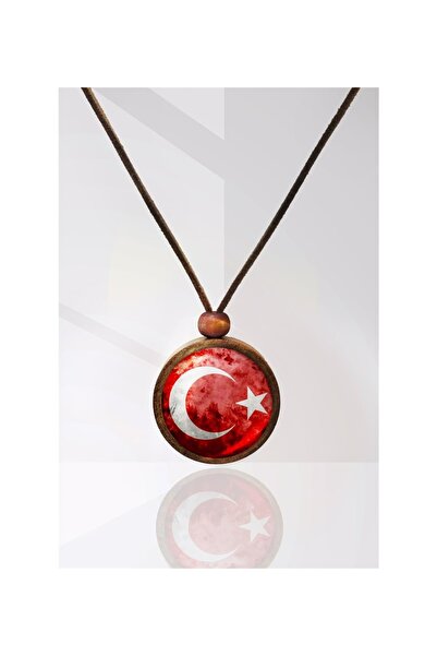 Tahtakolik Turkish Flag Wooden Necklace