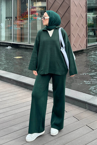 lamelif Emerald Collar Detailed Double Suit