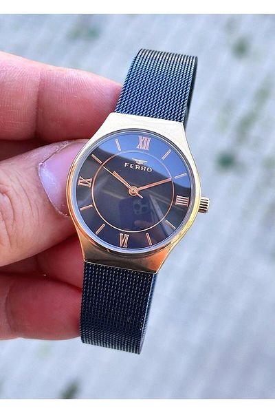 FERRO Women's Wristwatch - Waterproof Steel Case and Cord