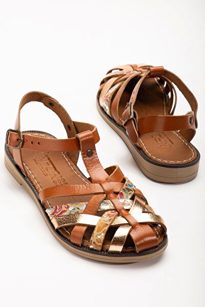 TB Terzi Bey Taba Garni ortopéd valódi bőr női szandál