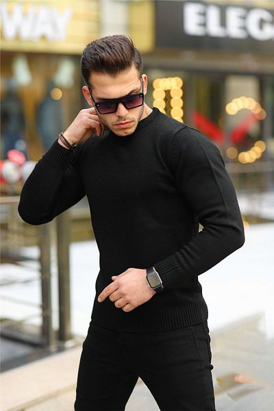 Valiberta Raglan Sleeve Crew Neck Sweater - Black