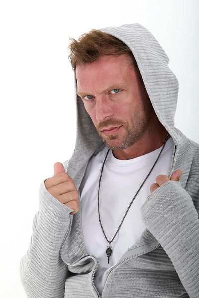 Valiberta Zippered Ladder Knit Hooded Sweater Cardigan/Jacket - Light Gray