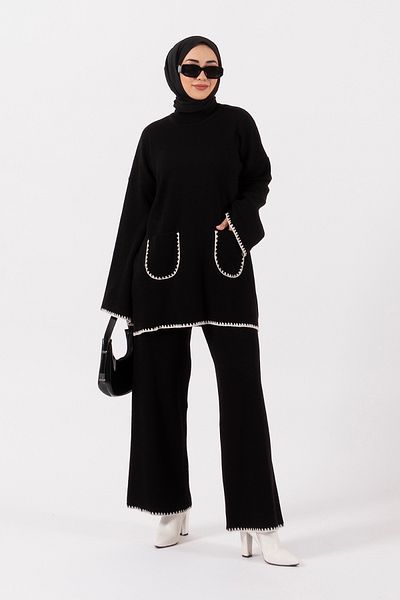 Stilife Black Lia Double Set - Pocket Detailed