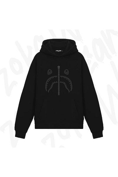 ZOKAWEAR Bape Shark Zipper Design Printed Hooded Sweatshirt