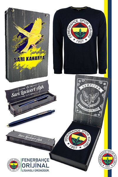 Fenerbahçe Γνήσιο σετ λογότυπου με άδεια χρήσης Sweat + Pen με ειδικό ξύλινο κουτί