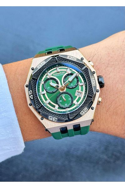 Quantum Steel Case Silicone Cord Men's Wristwatch