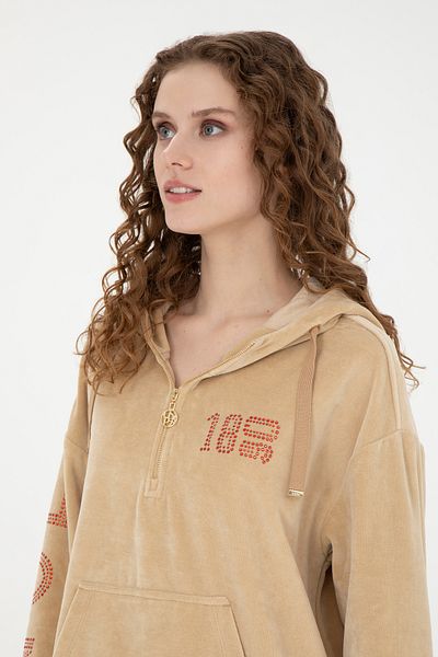 U.S. Polo Assn. Γυναικείο φούτερ με κουκούλα από άμμο 50271593 -vr085