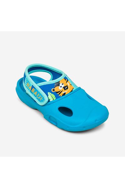 Decathlon Sandale de piscină Nabaiji pentru copii - Albastru/Tigru Imprimat - Clog 500