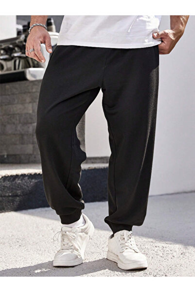 yx yustex sport Pantaloni de trening negri, unisex, cu croială lejeră, care e...