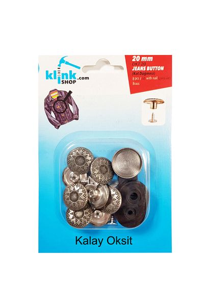 Klinkshop Jeans Button Kit Tin Oxide 20 mm 8 Sets- Including Practice Apparatus with Hammer- Stainless Brass(Mod7)