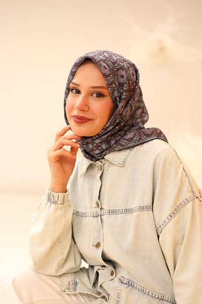Silk Home Μαλακό βαμβακερό κασκόλ με σχέδιο κιλίμ