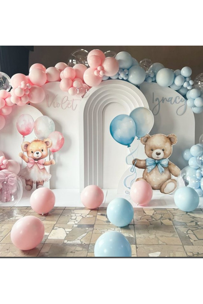 Çemrek Süs Parti Pale Pink and Pale Blue Gender Balloon Chain Set 100Pcs