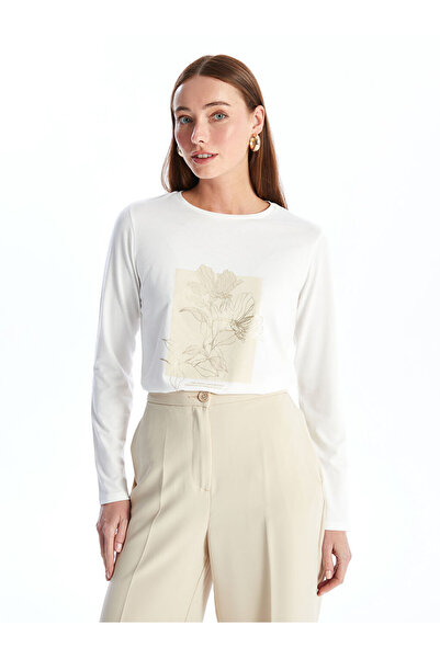 LC Waikiki Long Sleeve Crew Neck Women's T-Shirt - Printed