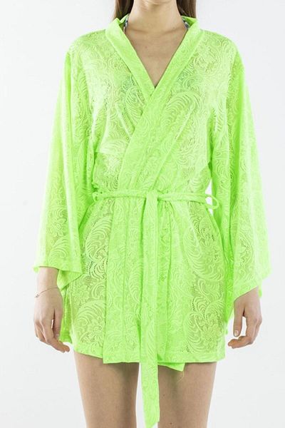 Nicoletta Pareo-Kaftan-Morgenmantel für Damen, Spitze, Grün