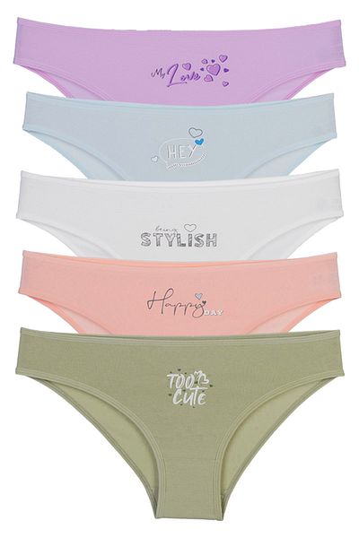 Nicoletta Lycra Printed Girl's Panties - Pack of 5 Mixcolor