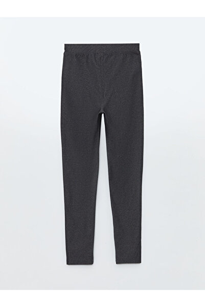 LC Waikiki Black Basic Girl's Leggings with Elastic Waist