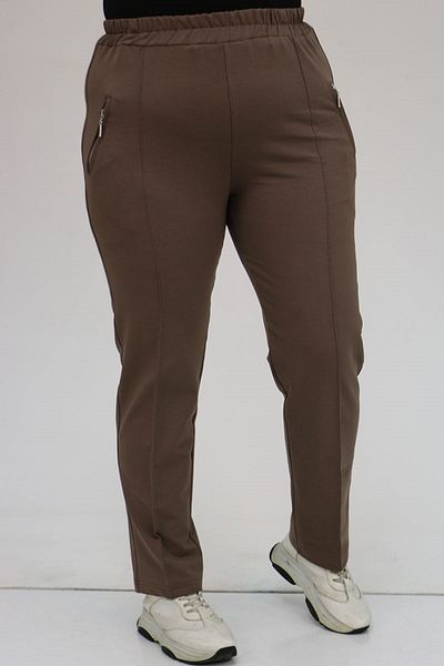 Eslina 49514 Plus Size Τσέπες με δύο κλωστές Φούτερ με φερμουάρ - Mink
