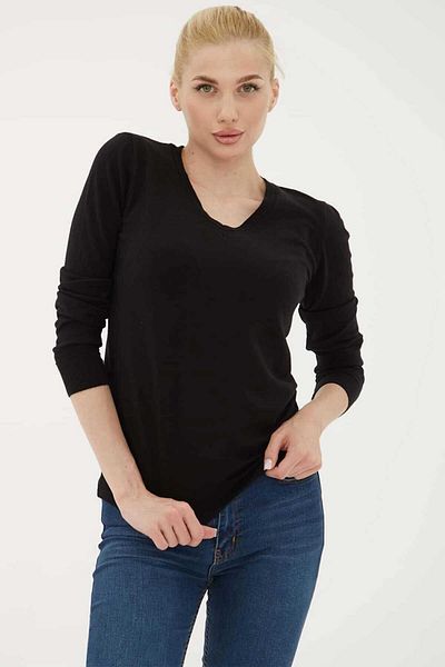 Fashion Friends Μαύρο πουλόβερ με λαιμόκοψη