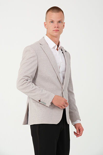 Bonesti Cream Men's Slim Fit Blazer Jacket