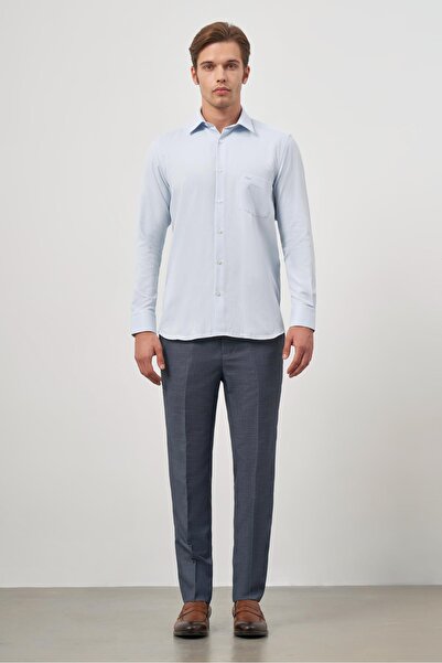 İmza Темно-синя сорочка з довгими рукавами, з власним візерунком, з армурою 041, жорстким коміром, класичним кроєм та комфортною посадкою 1004245156