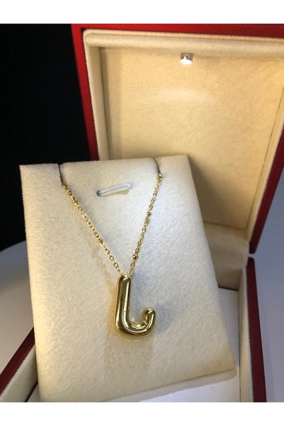 vogutima Balon J Letter Necklace Stainless Steel Yellow Color, Necklace for L...