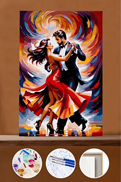 Pastelya Sayılarla Boyama Seti Çerçeveli Kasnaklı Aşk Ve Dans 40 x 50 cm