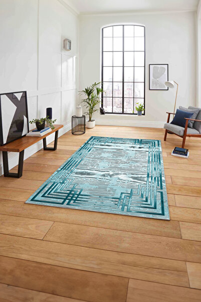 Napoli Home Çerçeveli Çizgi Detaylı Baskılı Yıkanabilir Kaymaz Taban Yolluk M...