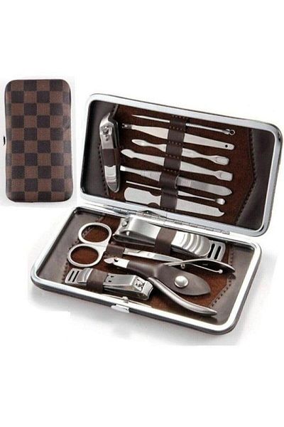 Comprox Nail Clipper Tweezers File 12 Piece Manicure Pedicure Set with Bag