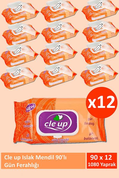 Cle Up Wet Wipes 90X12 Pack (1080 Sheets)